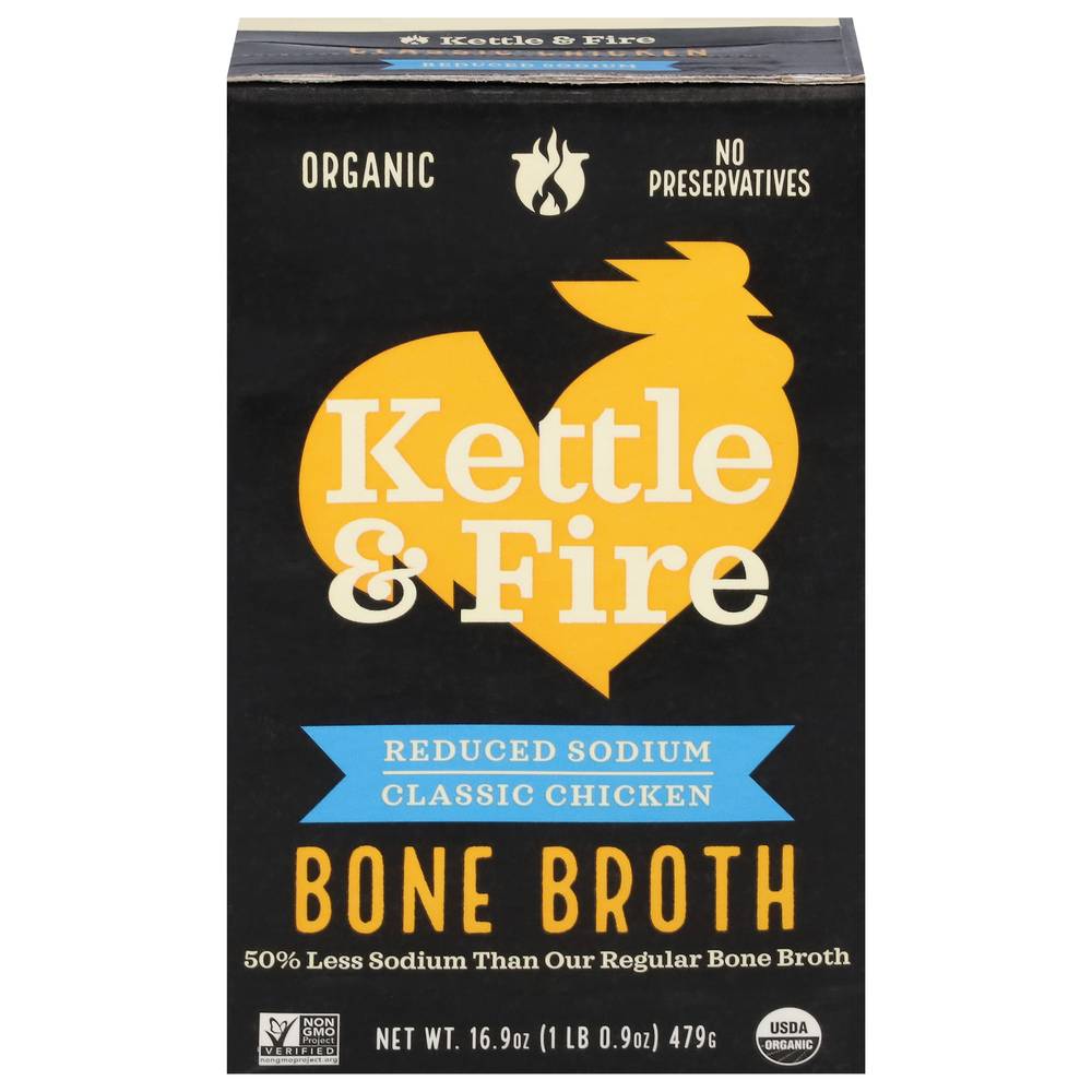 Kettle & Fire Reduced Sodium Classic Bone Broth, Chicken (16.9 oz)