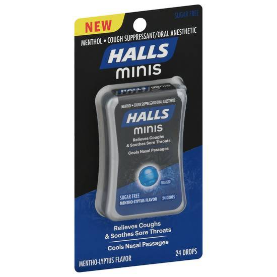 Halls Minis Sugar Free Mentho-Lyptus Flavor Cough Suppressant