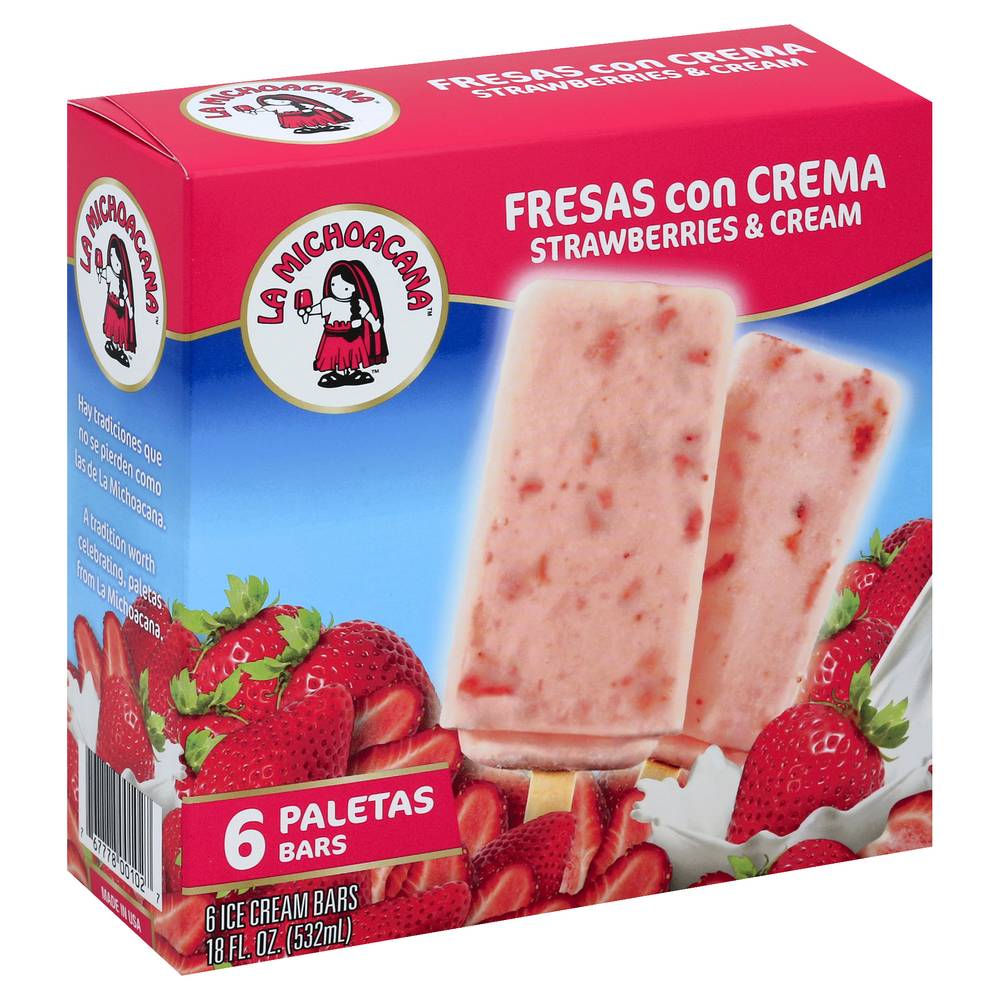 La Michoacana Strawberries & Cream Ice Cream Bars (18 fl oz)