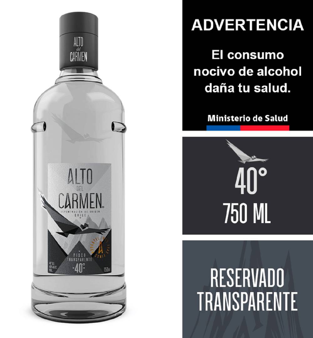 Alto del Carmen · Pisco transparente 40° (750 ml)