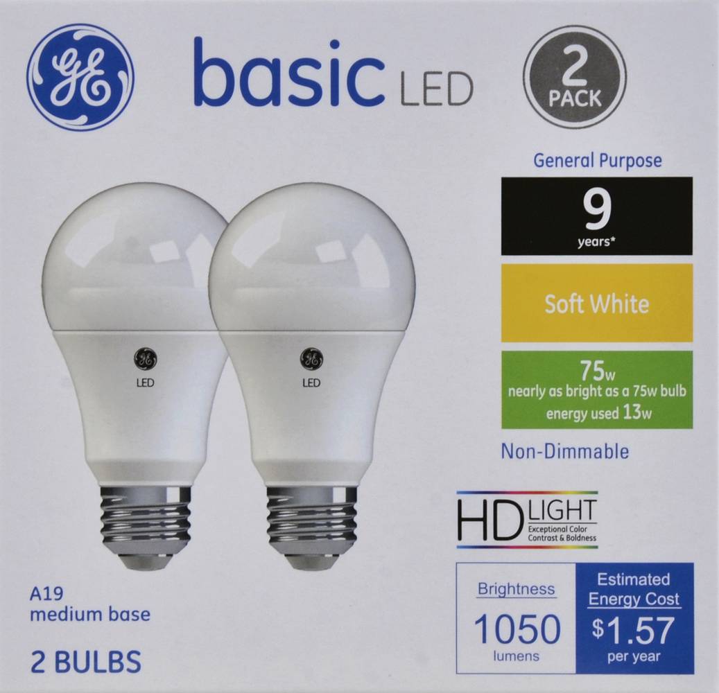 General Electric 75W Basic Led Soft White Light Bulbs