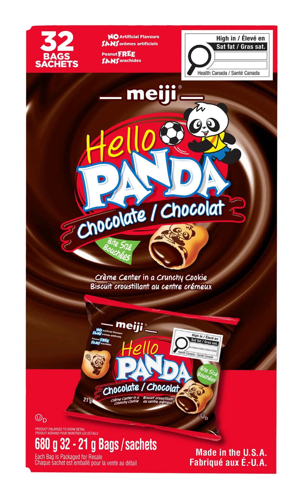 Hello Panda - Biscuits Fourrés À La Crème Au Chocolat, 32 × 21 G / Hello Panda Chocolate Crème Filled Cookies, 32 × 21 G