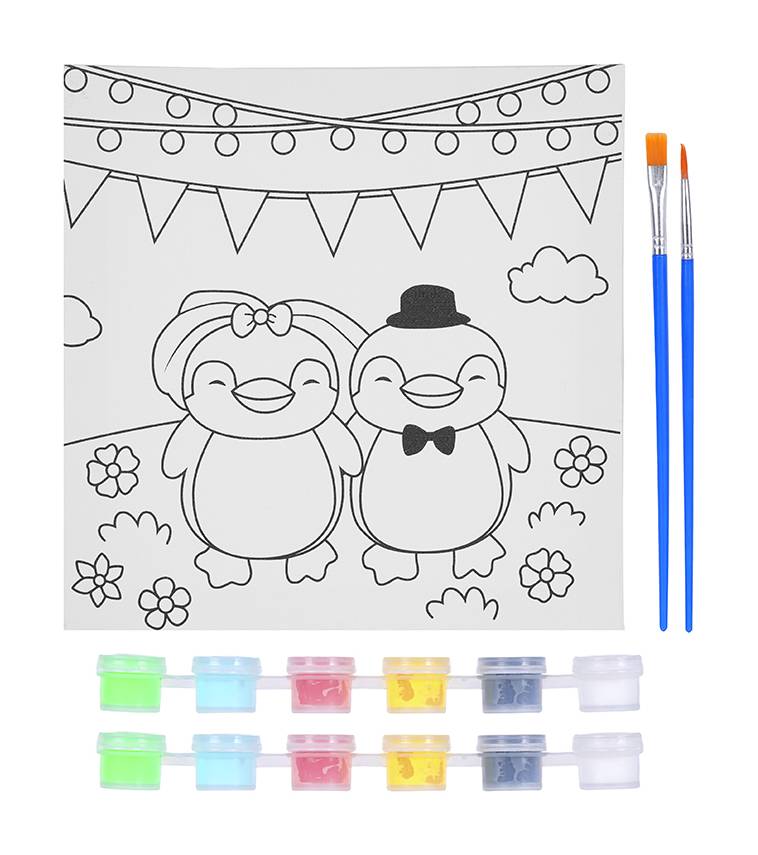 Miniso · Pintura boda de pingüinos