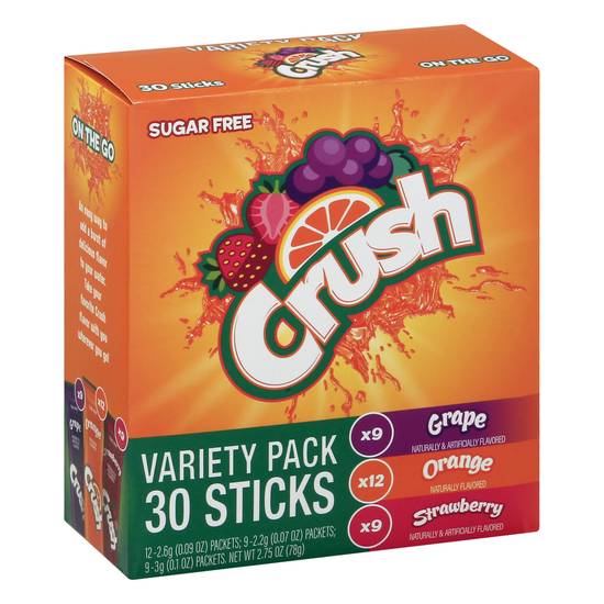 Crush Variety pack Sugar Free on the Go Drink Mix Packets (30 ct)