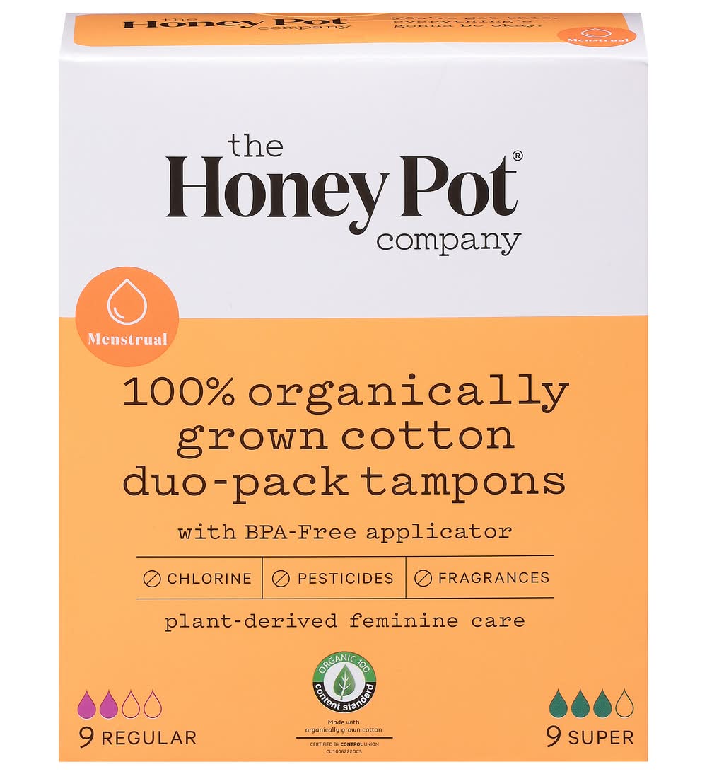 The Honey Pot 100% Organic Duo-Pack Tampons (3.6 oz, 18 ct)