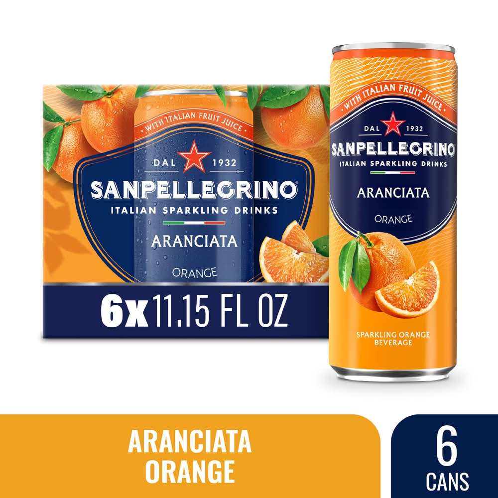 San Pellegrino Aranciata Italian Sparkling Drinks, Orange (6 x 11.15 fl oz)