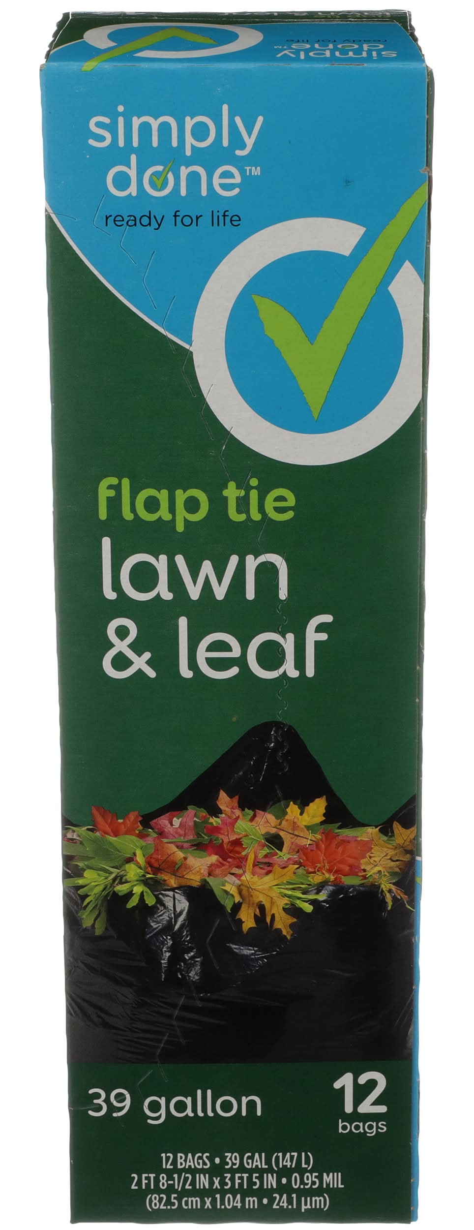 Simply Done Lawn & Leaf Bags Flap Tie 39 Gallon, 2 ft 8-1/2 in x 3 ft 5 in (12 ct)