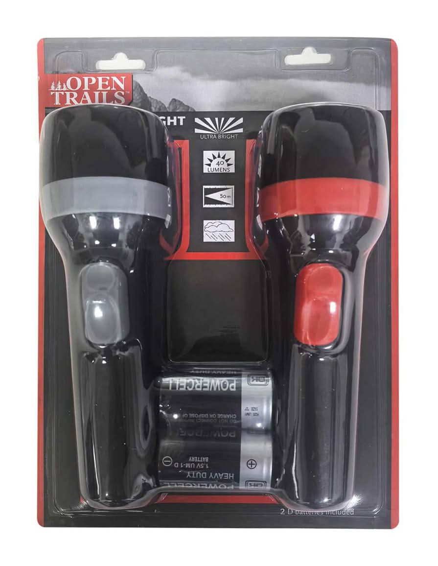 Open Trails Flashlight Set With Batteries 2 Ct
