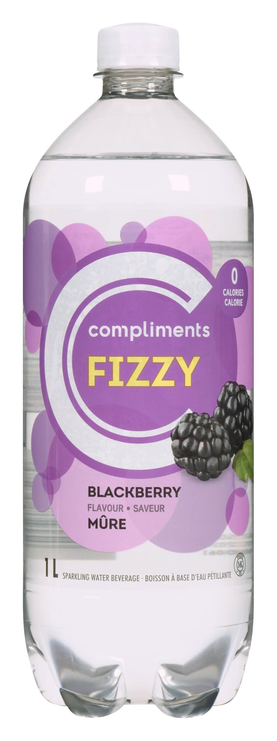 Compliments Fizzy Sparkling Water, Blackberry (1 L)