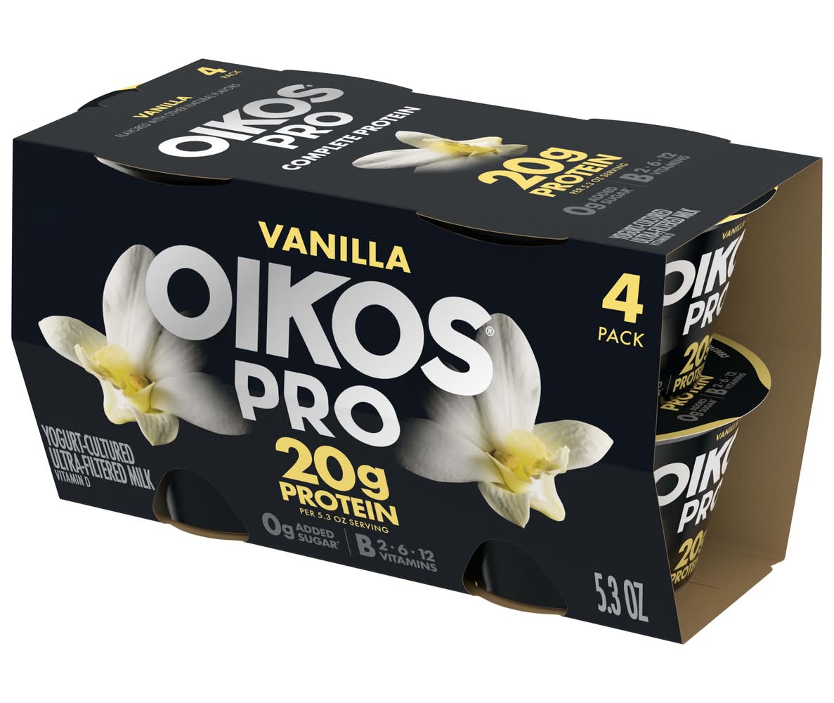 Oikos Cultured Ultra-Filtered Milk Yogurt Cups, Vanilla (4 x 5.3 oz)