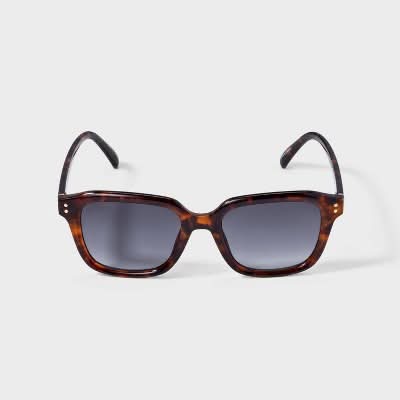 Universal Thread Shiny Plastic Square Sunglasses With Gradient Lenses, Women, Tortoise Brown