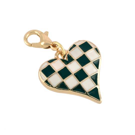 Black & White Checker Heart Charm By Bead Landing