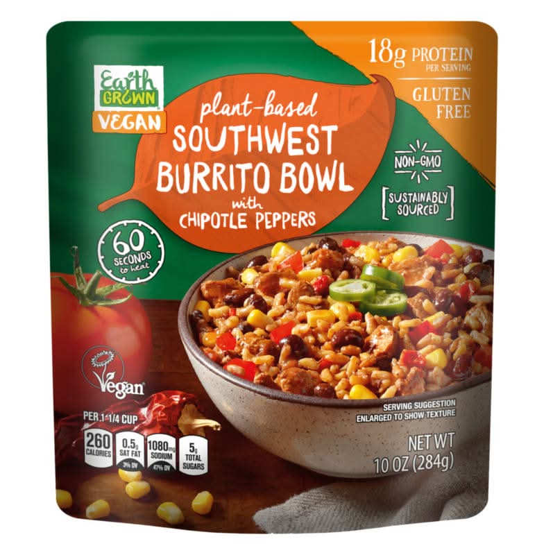 Earth Grown Plant Based Southwest Burrito Bowl With Chipotle Peppers (10 oz)