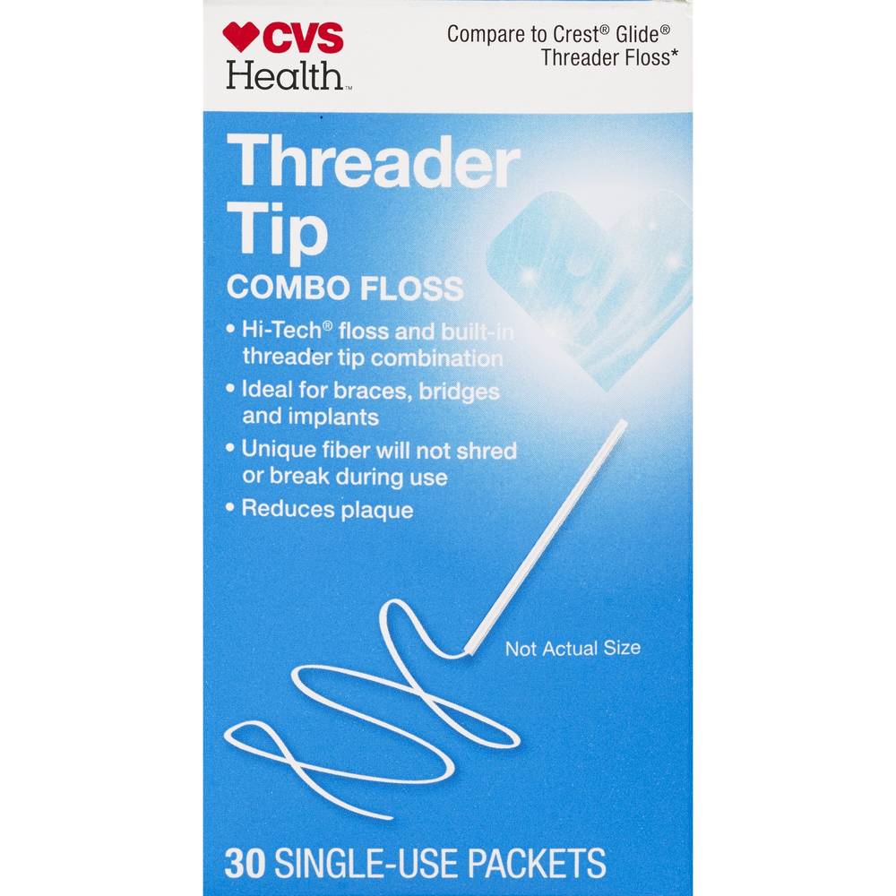 CVS Health Threader Tip Combo Floss, 30 CT