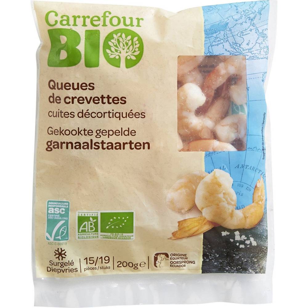 Carrefour Bio - Queues de crevettes bio cuites décortiquées