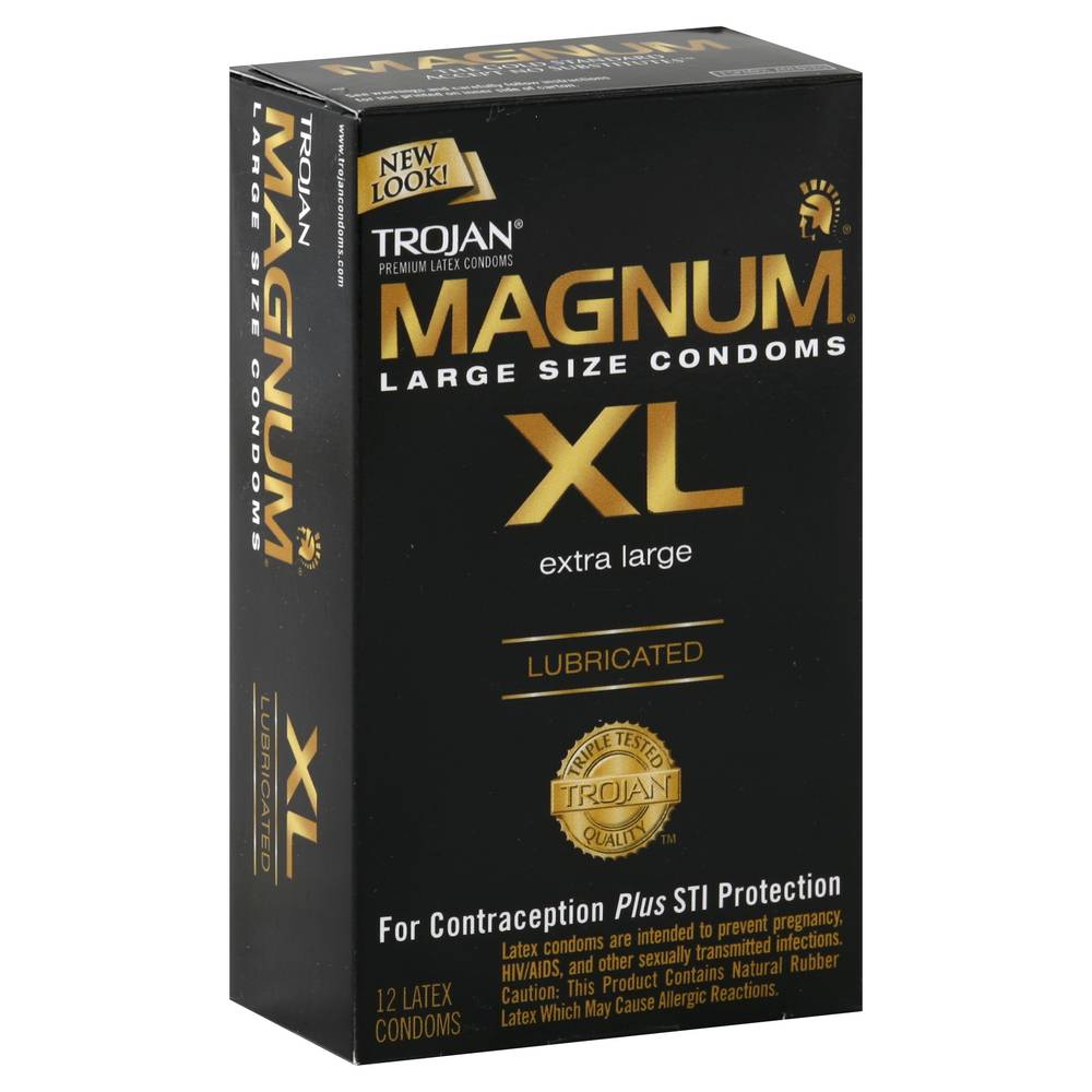 Trojan Magnum Xl Lubricated Latex Condoms (12 ct)