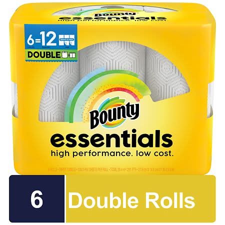 Bounty Essentials Paper Towels, 10.9x5.8 in, White (6 ct)