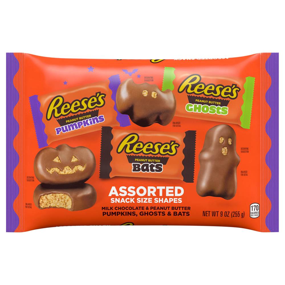 Reese's Assorted Snack Size Shapes Candy, Milk Chocolate - Peanut Butter (9 oz)