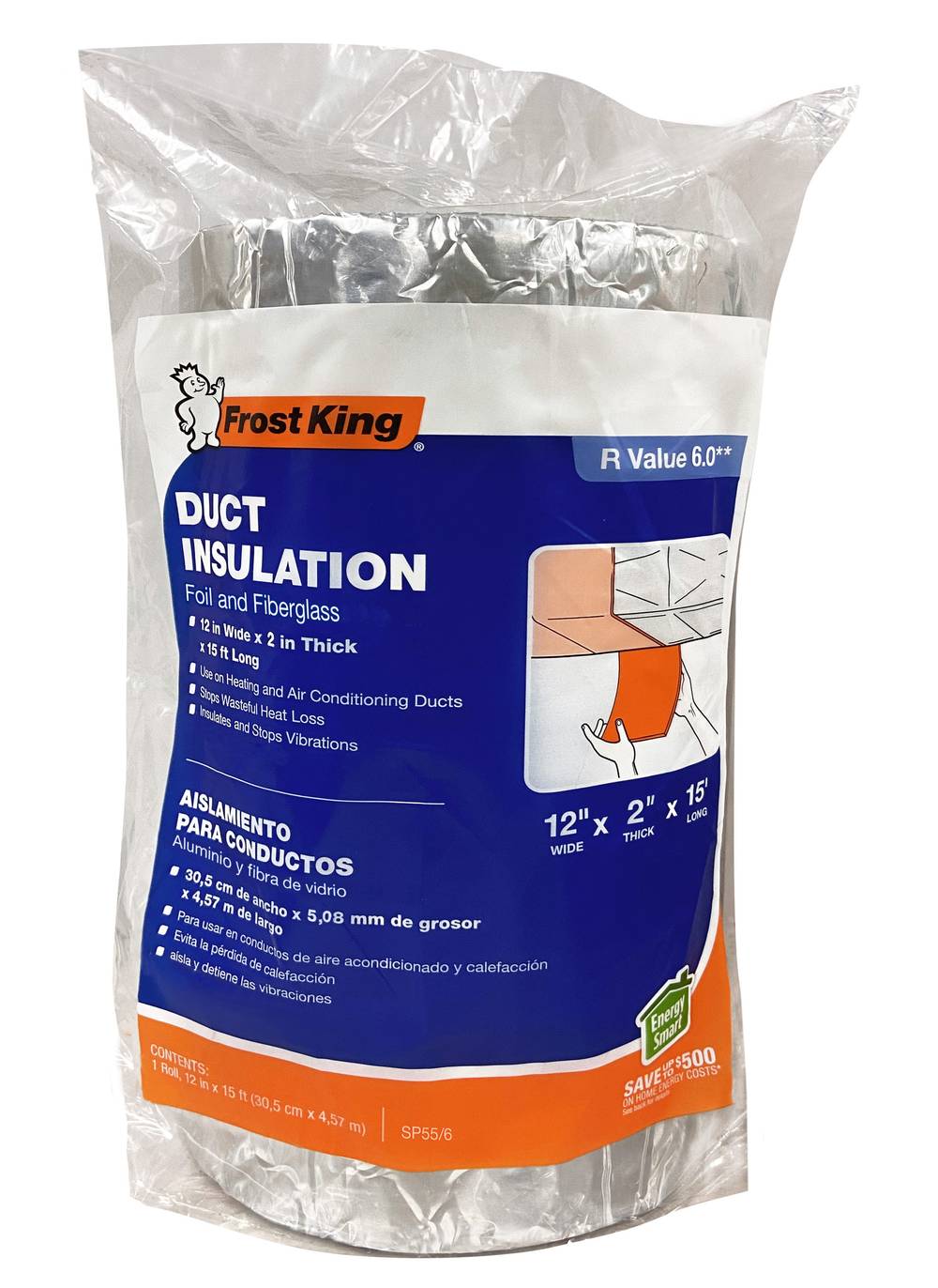 Frost King Foil and Fiberglass Duct Insulation, 12 in x 15 ft