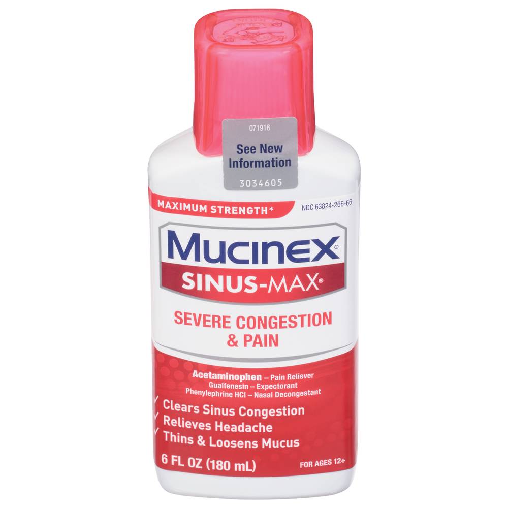 Mucinex Sinus-Max Maximum Strength Severe Congestion & Pain Relief (6 fl oz)