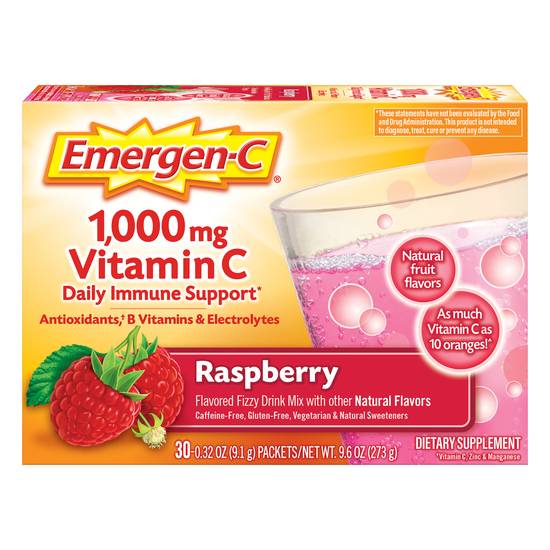 Emergen-C Fizzy Drink Mix Raspberry Vitamin C 1000 mg (30 ct)