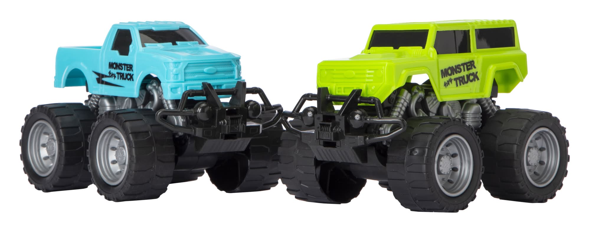 Friction Monster Trucks 2-Pack Set Blue Green