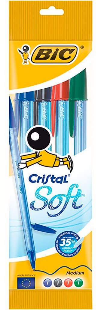 BiC - 4 EsferogrÃ¡fica Cristal Soft Cores Sortidas