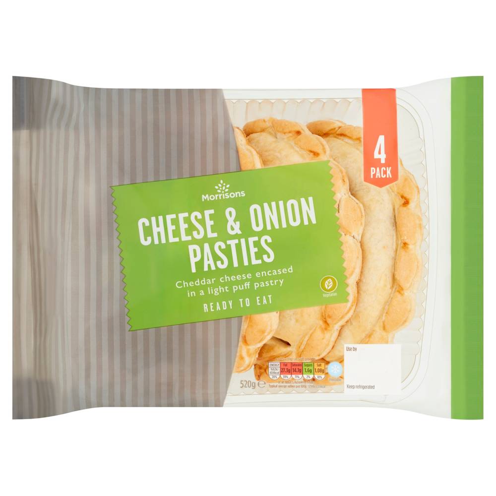 Morrisons 4 Cheese & Onion Pasties 520G