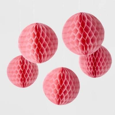 Spritz Paper Honeycombs, 8 Inch, Light Pink (5 ct)