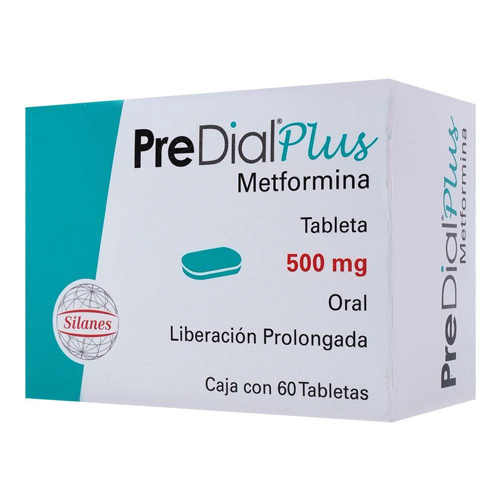 Silanes · Predial plus metformina tabletas 500 mg (60 un)