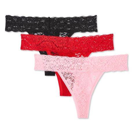 George Women''S Lace Thongs 3-Pack (Color: Candy, Size: M)