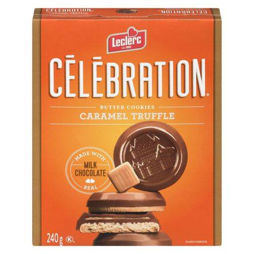 Leclerc biscuits au chocolat au lait au caramel célébration (240 g) - celebration caramel milk chocolate cookies (240 g)