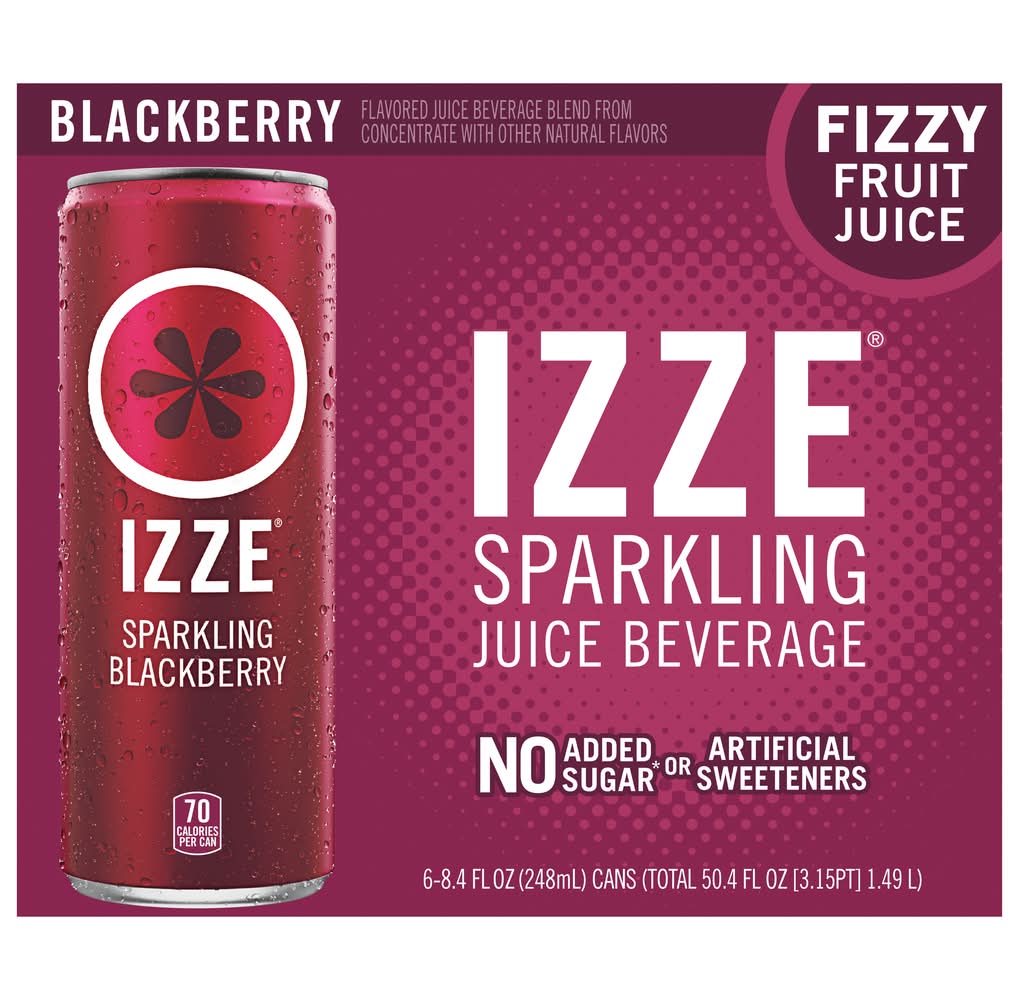 IZZE Sparkling Fizzy Fruit Juice Beverage, Blackberry (6 x 8.4 fl oz)