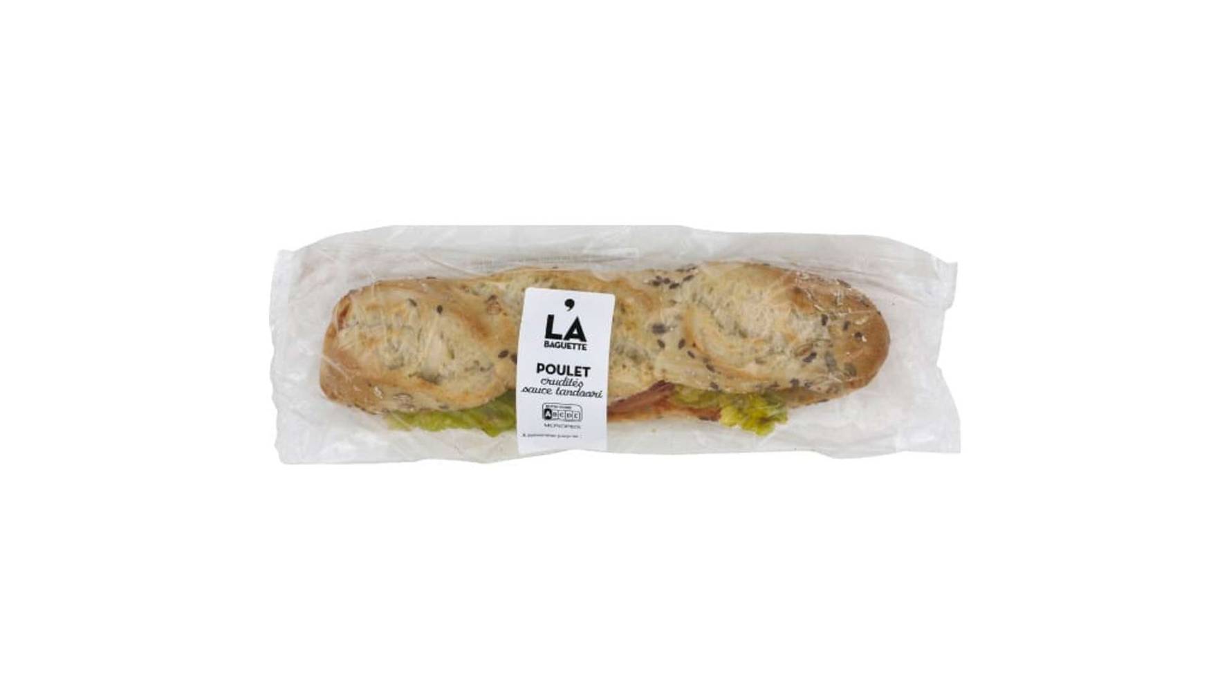 Monoprix Sandwich poulet crudites sauce tandoori - La Baguette Le sachet de 245 g