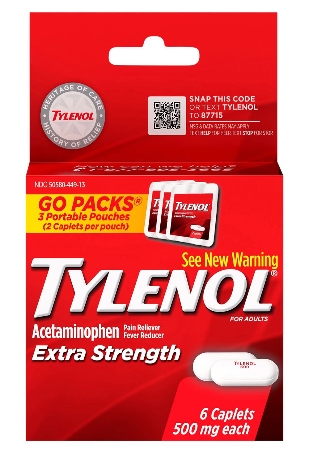 Tylenol Acetaminophen Extra Strength Pain Reliever Caplets (6 ct)