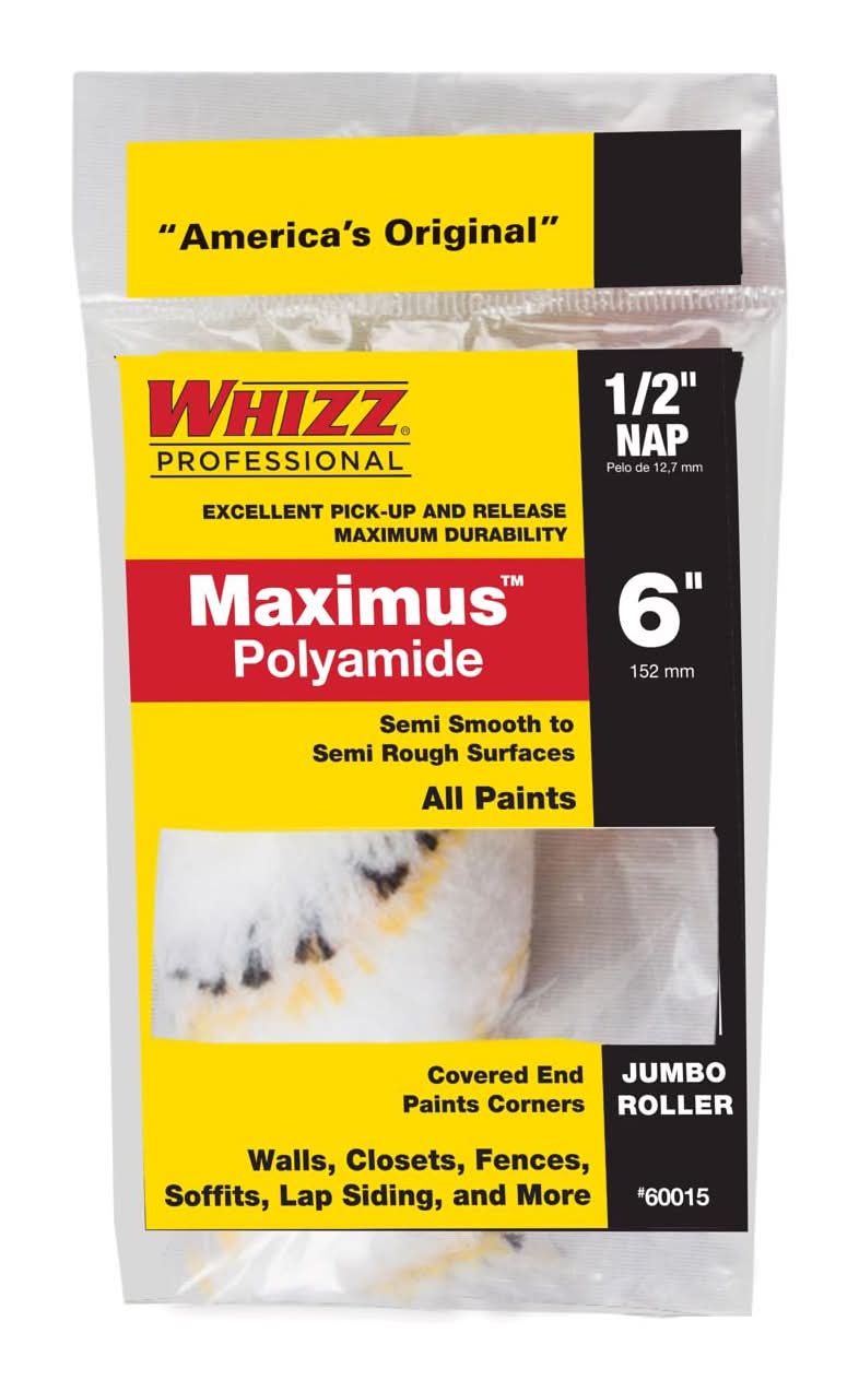 WHIZZ Maximus Polyamide Fabric 6 In. W X 1/2 In. Jumbo Mini Paint Roller Cover 1 Pk