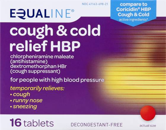 Equaline Cough & Cold Relief Hbp Tablets (16 ct)