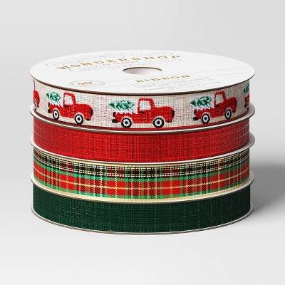 Wondershop Plaid Fabric Christmas Ribbon, 2 in x 40 ft (4 ct)