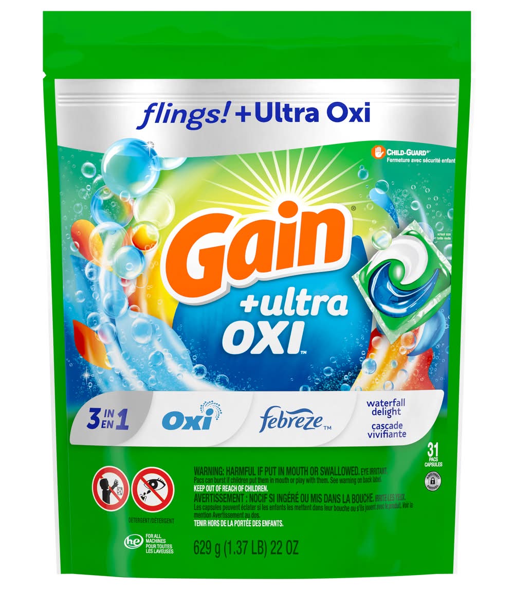 Gain Flings Ultra Oxi Laundry Liquid Detergent Capsules (23 oz, 31 ct)
