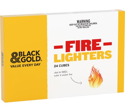 Black & Gold Fire Lighter Cubes (24 pack)