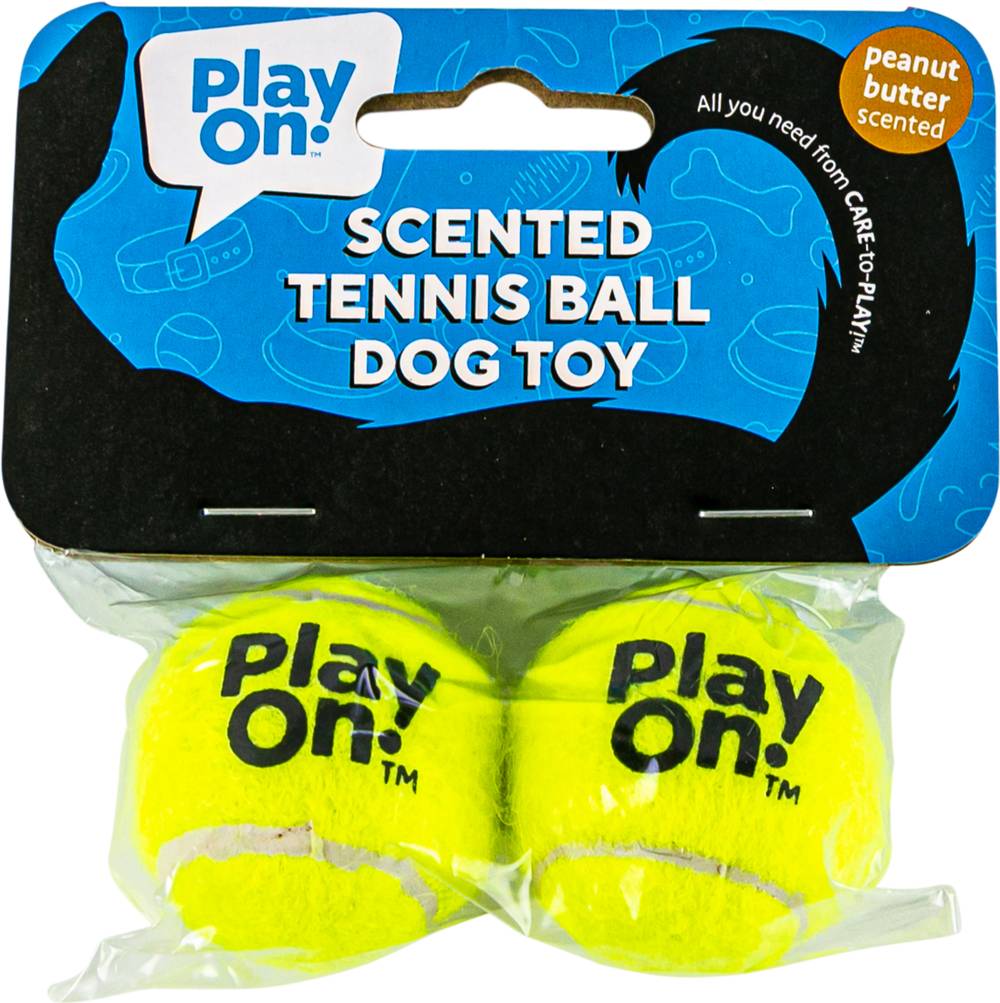 Play On Tuff Tennis Ball Dog Toy, Peanut Butter, Neon Yellow (2 ct)