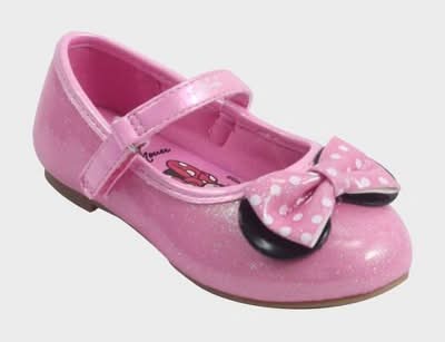 Disney Toddler Girl's Hook and Loop Closure Minnie Mouse Ballet Flats, 11T, Pink