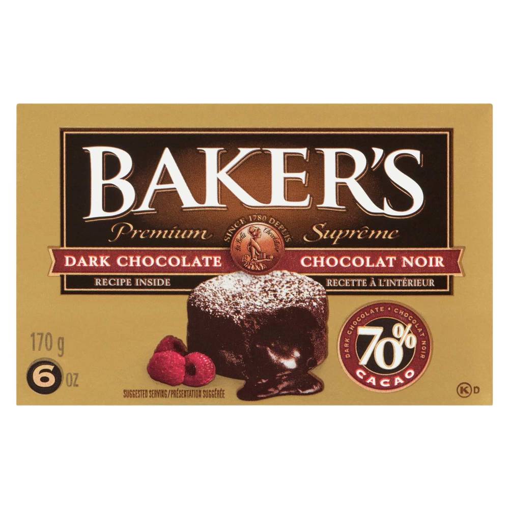 Baker's Premium 70% Cacao Dark Chocolate (170 grams)