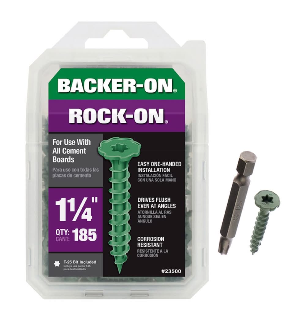 Backer-On No. 9 X 1-1/4 In. L Star Flat Head Serrated Cement Board Screws