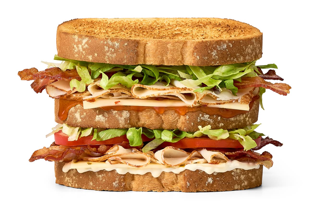 Garlic Honey Hot Oven Roasted Turkey Club Sandwich