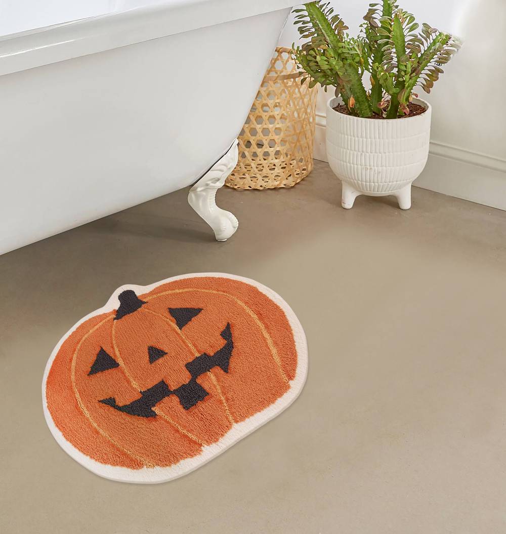 Haunted Living 28-in x 21-in Orange Cotton Bath Rug | 32914