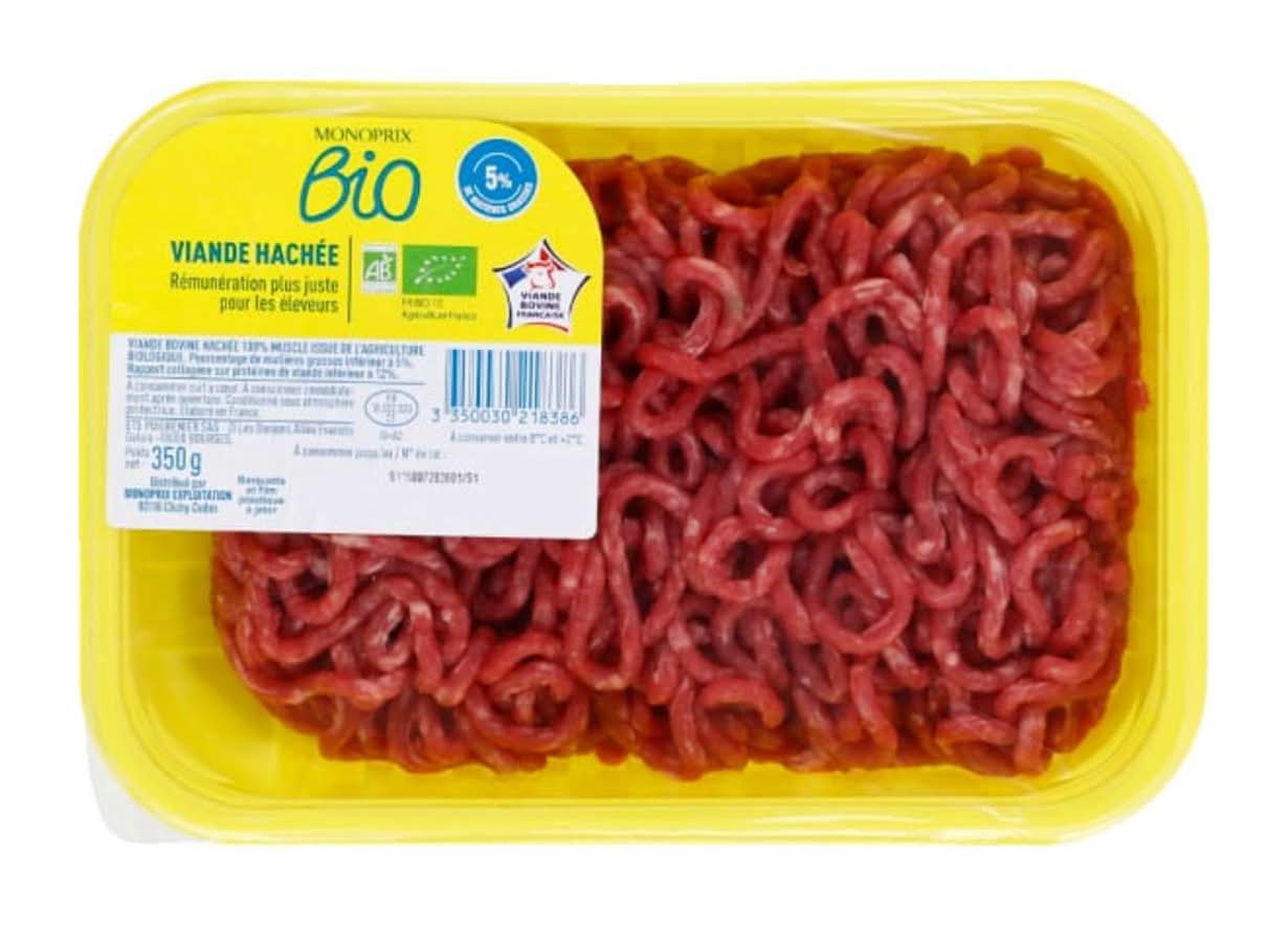 Monoprix Bio - Viande bovine hachée 5% mg (350g)