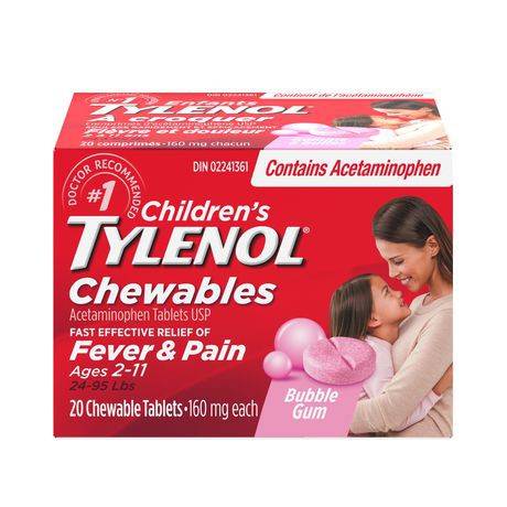 Tylenol Children's Chewables, Bubble Gum, (20 ea)