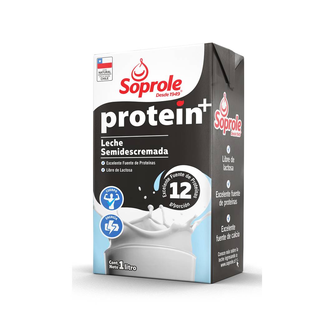 Soprole · Leche protein+ semidescremada natural (1 L)