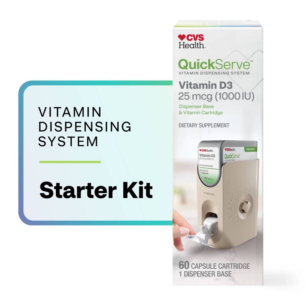 CVS Health QuickServe Vitamin D3 Starter Kit (Dispenser Base + Cartridge), 60 CT
